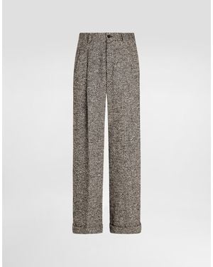 Dolce & Gabbana Fischgräten-Hose Mit Falten - Grau