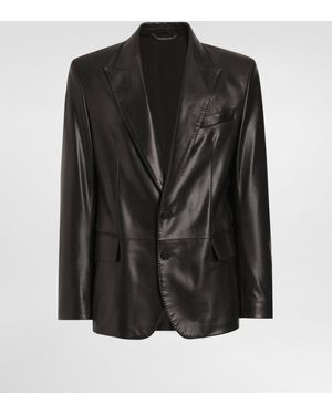 Dolce & Gabbana Single-Breasted Sicilia Light Leather Jacket - Schwarz