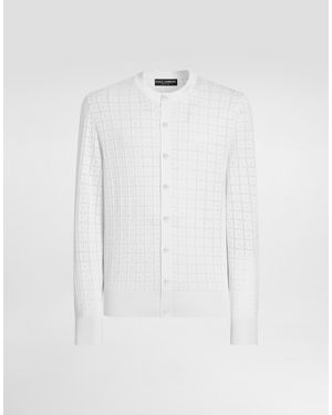 Dolce & Gabbana Cardigan Aus Seiden-Broderie Anglaise Mit Logostickerei - Weiß