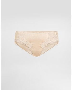 Dolce & Gabbana Slip Aus Satin Mit Spitze - Natur
