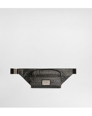Dolce & Gabbana Kleine Gürteltasche Aus Beschichtetem Jacquard - Grau