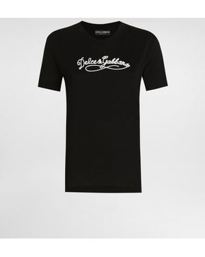 Dolce & Gabbana T-Shirt Aus Jersey Mit Stickerei - Schwarz