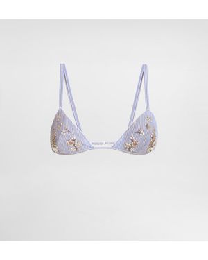 Dolce & Gabbana Striped Poplin Bra With Embroidery - Blau