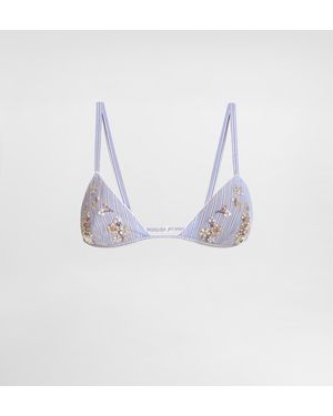 Dolce & Gabbana Striped Poplin Bra With Embroidery - Blau