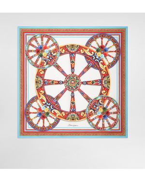 Dolce & Gabbana Dolce &Amp Gabbana Quadratisches Foulard Aus Reiner Seide Mit Carretto-Siciliano-Print - Mehrfarbig