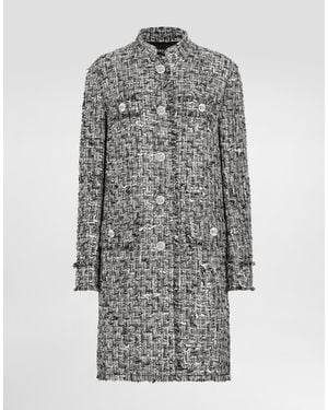 Dolce & Gabbana Einreihiger Mantel Aus Raschel-Tweed - Grau