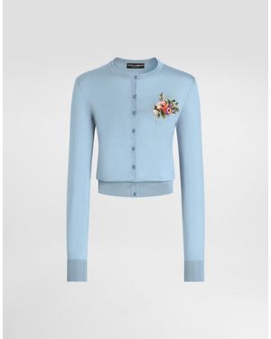 Dolce & Gabbana Silk Cardigan With Buttons - Blau