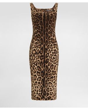 Dolce & Gabbana Kleid Aus Charmeuse Mit Leopardenprint - Mettallic