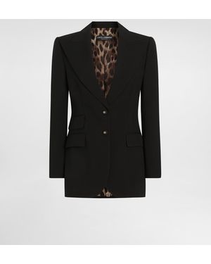Dolce & Gabbana Einreihiger Blazer Turlington Mit Leopardenprint-Futter - Schwarz