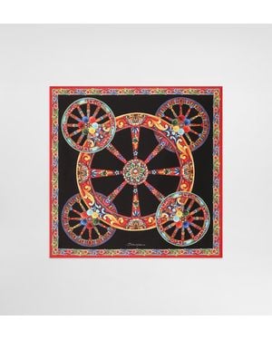 Dolce & Gabbana Schal 50X50 Aus Seidentwill Mit Carretto-Print - Weiß