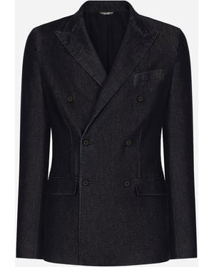 Dolce & Gabbana Zweireihige Jacke Taormina Aus Denim - Schwarz