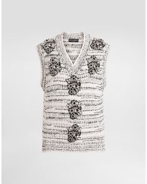 Dolce & Gabbana Intarsia Pullover Vest - Weiß