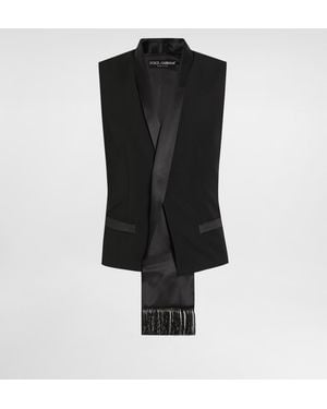 Dolce & Gabbana Wool Gabardine Vest - Schwarz