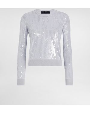 Dolce & Gabbana Paillettenbesetzter Rundhalspullover - Blau