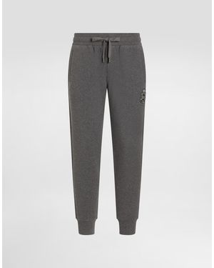 Dolce & Gabbana Jersey Trousers With Heraldic Patch - Grau