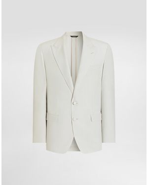 Dolce & Gabbana Single-Breasted Wool Poplin Jacket - Weiß