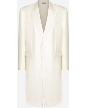Dolce & Gabbana Einreihiger Mantel Aus Seidentwill - Weiß