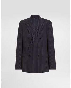 Dolce & Gabbana Jacke Martini Light Aus Wolle Mit Doppelreiher-Design - Blau