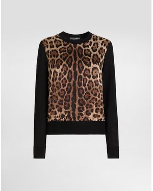 Dolce & Gabbana Pullover Aus Wolle Mit Leo - Schwarz