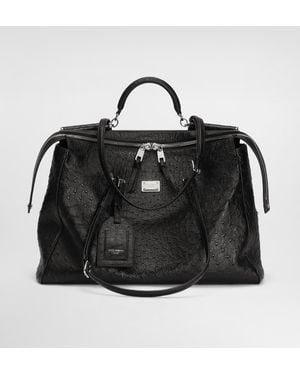 Dolce & Gabbana Handtasche Vittoria Aus Straußenleder - Schwarz