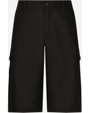 Dolce & Gabbana Cargo-Bermudas Aus Leinen - Schwarz