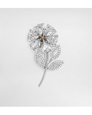 Dolce & Gabbana Maxi Flower Brooch With Rhinestones - Weiß