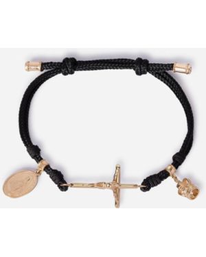 Dolce & Gabbana Fabric Sicily Bracelet With 18Kt Pendant Charms - Blau