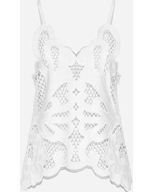 Dolce & Gabbana Top Aus Baumwolle Mit Cut-Out-Stickerei - Weiß
