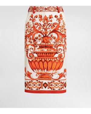 Dolce & Gabbana Midirock Aus Brokat Mit Majolika-Print - Orange
