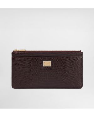 Dolce & Gabbana Kartenetui Aus Leder Mit Leguanprägung - Braun