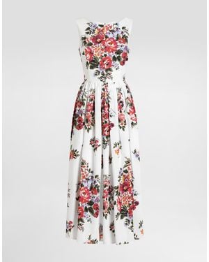 Dolce & Gabbana Flower Bouquet-Print Cotton Dress - Weiß