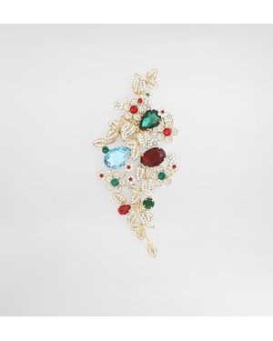 Dolce & Gabbana Maxi Floral Brooch With Rhinestones - Weiß