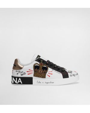 Dolce & Gabbana Portofino -Turnschuhe mit Patches und Stickereien - Weiß