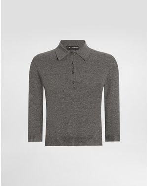 Dolce & Gabbana Polopullover Aus Kaschmir - Grau