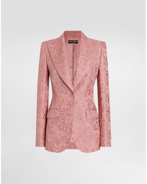 Dolce & Gabbana Einreihige Turlington-Jacke Aus Floralem Matelassé-Jacquard - Pink