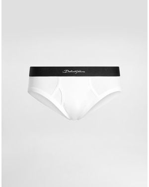 Dolce & Gabbana Midi-Slip Aus Bi-Elastischem Baumwolljersey - Weiß