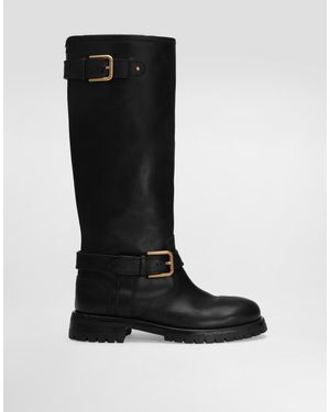 Dolce & Gabbana Bikerstiefel Aus Leder - Schwarz