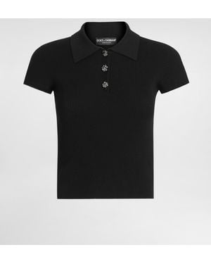 Dolce & Gabbana Gerippter Pullover Im Poloshirtstil - Schwarz
