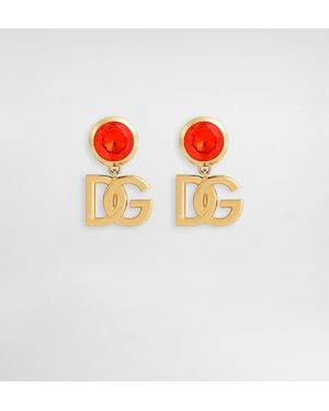 Dolce & Gabbana Clip-Ohrringe Mit Logo - Orange