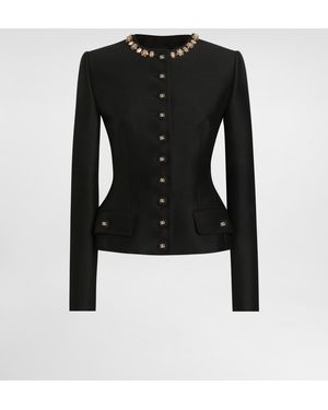 Dolce & Gabbana Einreihige Jacke Aus Faille - Schwarz