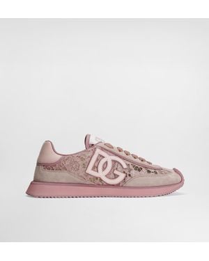 Dolce & Gabbana Sneakers Dg Cushion Aus Spitze Und Kalbsleder - Pink