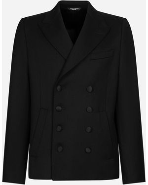 Dolce & Gabbana Zweireihige Jacke Aus Besticktem Satin - Schwarz