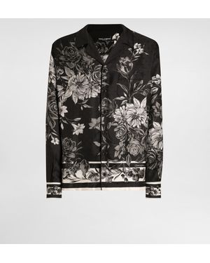 Dolce & Gabbana Flower Bouquet-Print Jacquard Twill Shirt - Schwarz