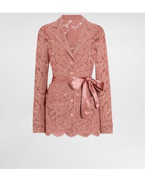 Dolce & Gabbana Pyjamabluse Aus Floraler Kordelspitze Mit Dg-Logo - Pink