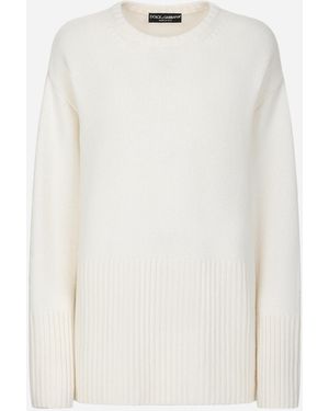Dolce & Gabbana Pullover Aus Kaschmir Mit Dg-Logostickerei - Weiß