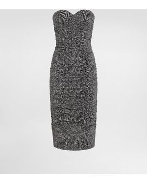Dolce & Gabbana Kleid Aus Habotai Mit Fischgrätdruck - Grau