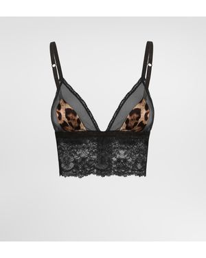 Dolce & Gabbana Bh Aus Satin Mit Leopardenprint - Schwarz