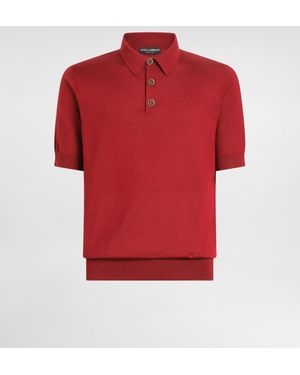 Dolce & Gabbana Polohemd Aus Glatter Seide - Rot