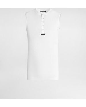 Dolce & Gabbana Cotton Serafino T-Shirt - Weiß