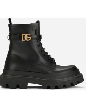 Dolce & Gabbana Stiefelette Aus Kalbsleder - Schwarz
